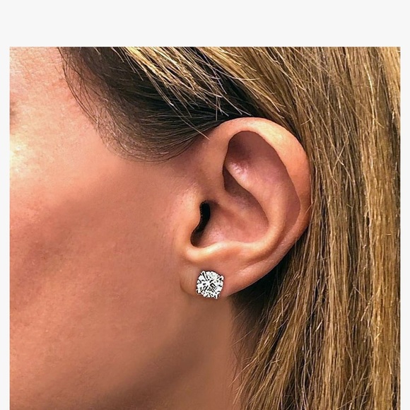 3.0 Carat D-E Color Lab Grown Diamond Stud Earrings in 14k White Gold - Picture 5 of 6